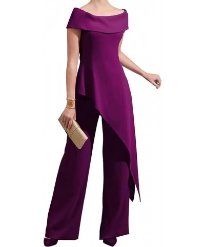 Mother of The Bride Pantsuits for Wedding Off Shoulder Chiffon Prom Cocktail Outfit Turquoise $32.39 Others