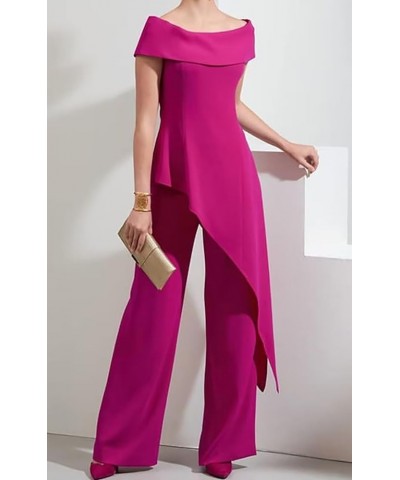 Mother of The Bride Pantsuits for Wedding Off Shoulder Chiffon Prom Cocktail Outfit Turquoise $32.39 Others