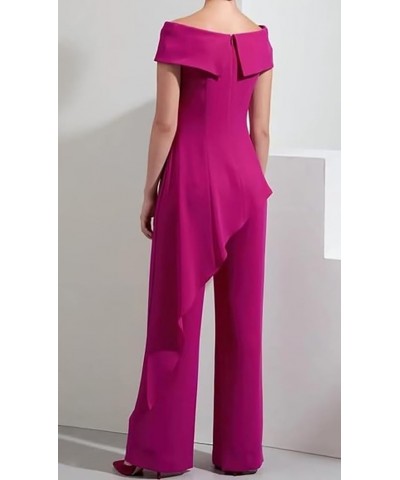 Mother of The Bride Pantsuits for Wedding Off Shoulder Chiffon Prom Cocktail Outfit Turquoise $32.39 Others