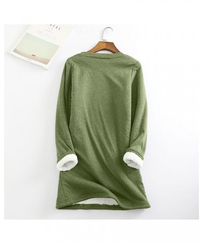 Fleece Lined Sweatshirts for Women Long Sleeve Solid Sherpa Tops Plus Size Crewneck Loose Casual Winter Clothes 14 Army Green...