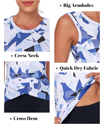 Women's Workout Athletic Tank Tops Quick Dry Sun Protection Yoga Gym Crop Sleeveless Shirts Geometry Light Blue $12.25 Active...