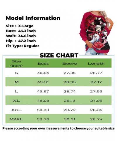 Hazbin Hotel Women's Sweatshirt Novelty Casual Cotton Crew Neck long Sleeve Pullover Tops Anime Printed Fashion Shirts 2024 F...