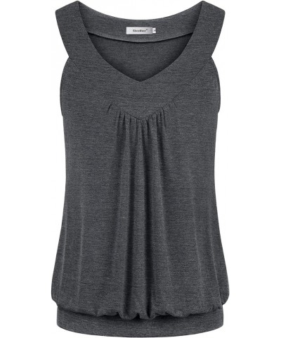 Womens Tank Tops V Neck Tops Cami Shirts Peated Flowy Tunics for Summer Dark Gray $14.57 Tanks