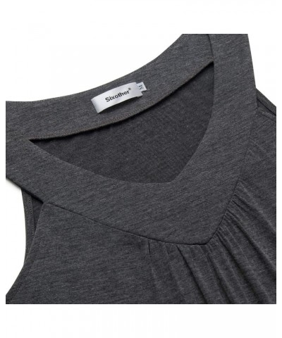 Womens Tank Tops V Neck Tops Cami Shirts Peated Flowy Tunics for Summer Dark Gray $14.57 Tanks