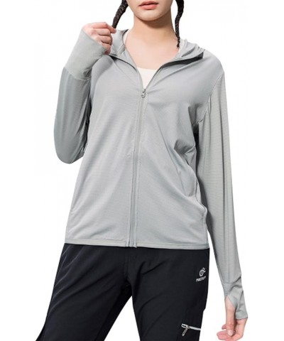 UPF 50+ Sun Protection Clothing Women Quick Dry Lightweight Zip Up UV Jacket Hiking Running Outdoor Performance Grey $10.44 A...