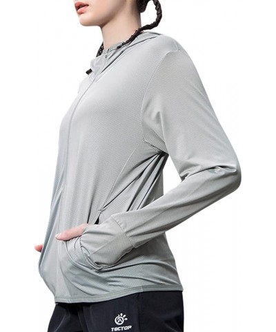 UPF 50+ Sun Protection Clothing Women Quick Dry Lightweight Zip Up UV Jacket Hiking Running Outdoor Performance Grey $10.44 A...