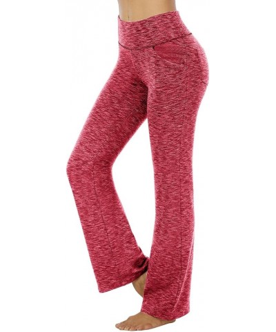 Womens Flare Yoga Pants with Pockets Flared Leggings Comfy Crossover Pants Casual High Waisted Bootcut Pants G018- Red $8.25 ...