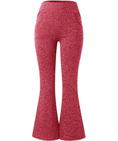 Womens Flare Yoga Pants with Pockets Flared Leggings Comfy Crossover Pants Casual High Waisted Bootcut Pants G018- Red $8.25 ...