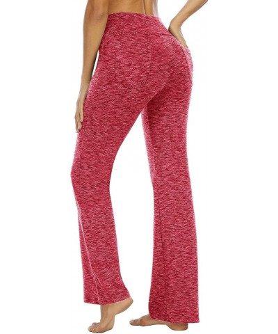 Womens Flare Yoga Pants with Pockets Flared Leggings Comfy Crossover Pants Casual High Waisted Bootcut Pants G018- Red $8.25 ...