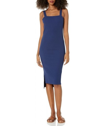 Women's Amelia Square-Neck Strappy Bodycon Midi Tank Dress Navy $28.00 Dresses