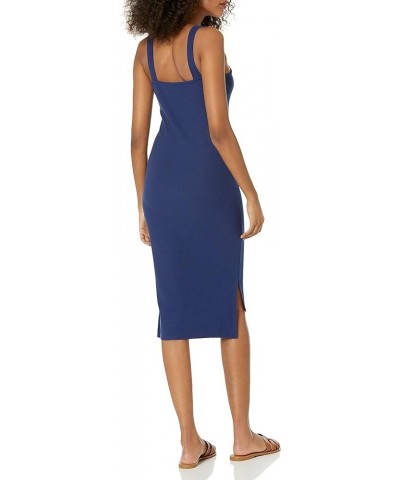 Women's Amelia Square-Neck Strappy Bodycon Midi Tank Dress Navy $28.00 Dresses