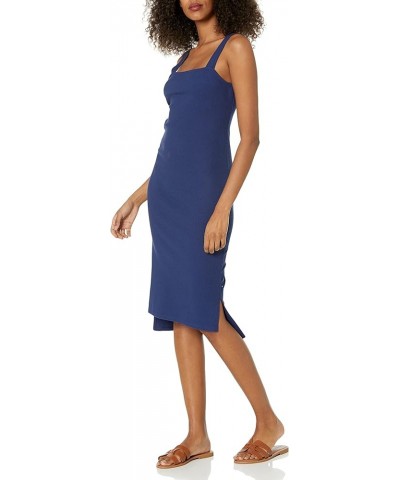 Women's Amelia Square-Neck Strappy Bodycon Midi Tank Dress Navy $28.00 Dresses