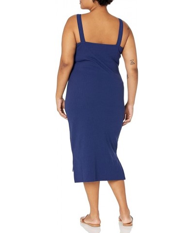 Women's Amelia Square-Neck Strappy Bodycon Midi Tank Dress Navy $28.00 Dresses