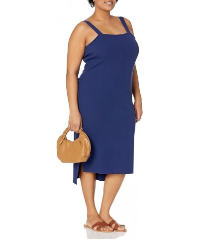 Women's Amelia Square-Neck Strappy Bodycon Midi Tank Dress Navy $28.00 Dresses