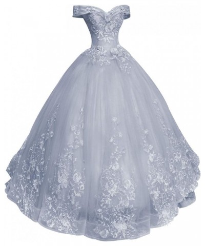 Prom Dress Ball Gown - Quinceanera Dresses Lace Long Off Shoulder Prom Dress Light Blue $65.50 Dresses