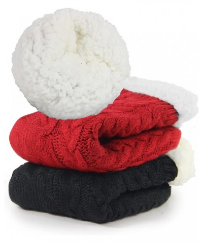 Slipper Socks for Women with Gripper - Winter Non Slip Thick Fuzzy Socks - Warm Cozy Christmas Gift B-black Red -2 Pairs $24....