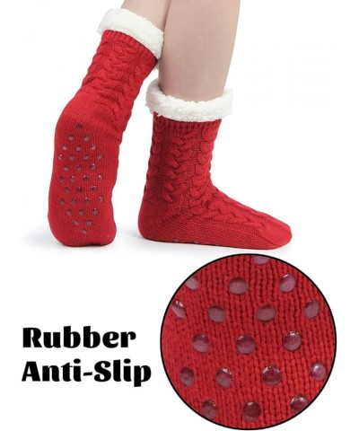 Slipper Socks for Women with Gripper - Winter Non Slip Thick Fuzzy Socks - Warm Cozy Christmas Gift B-black Red -2 Pairs $24....