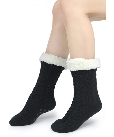 Slipper Socks for Women with Gripper - Winter Non Slip Thick Fuzzy Socks - Warm Cozy Christmas Gift B-black Red -2 Pairs $24....