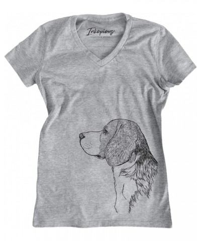 Beagle Profile Triblend T-Shirt Women's Grey V-neck $18.87 T-Shirts