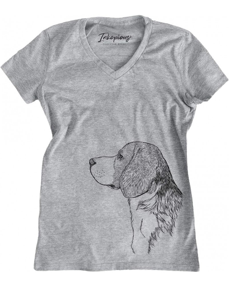 Beagle Profile Triblend T-Shirt Women's Grey V-neck $18.87 T-Shirts