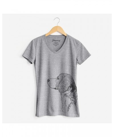 Beagle Profile Triblend T-Shirt Women's Grey V-neck $18.87 T-Shirts