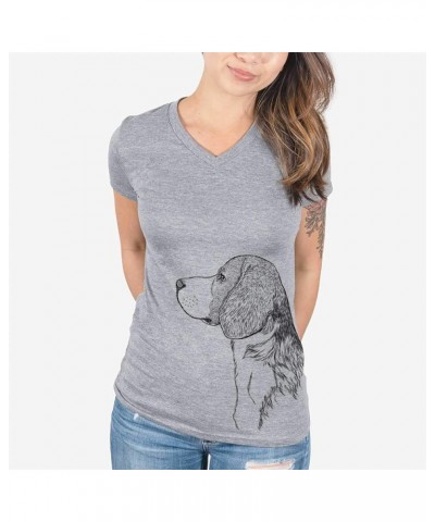 Beagle Profile Triblend T-Shirt Women's Grey V-neck $18.87 T-Shirts