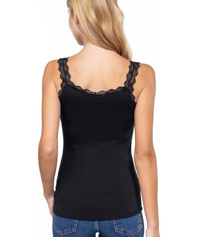 Women's Stylish V Neck Lace Straps Cami Tank Top 118-black $8.31 Tops