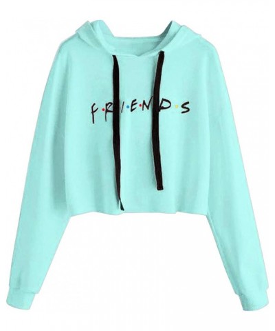 Women's Casual Letters Print Crop Top Loose Pullover Friends Shirt Teen Girl TV Show Hoodie Sweatshit Mint Color $13.49 Hoodi...