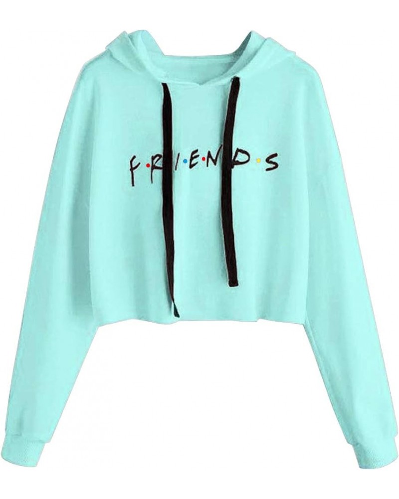 Women's Casual Letters Print Crop Top Loose Pullover Friends Shirt Teen Girl TV Show Hoodie Sweatshit Mint Color $13.49 Hoodi...