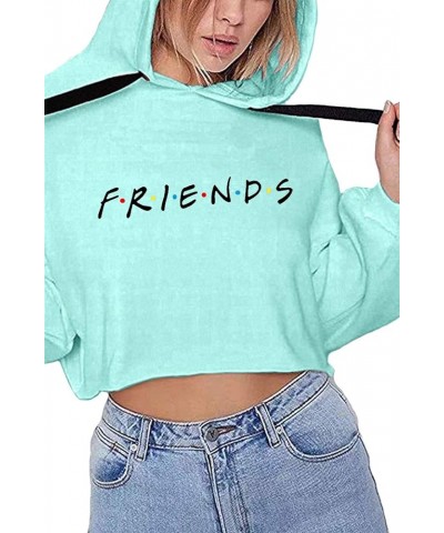 Women's Casual Letters Print Crop Top Loose Pullover Friends Shirt Teen Girl TV Show Hoodie Sweatshit Mint Color $13.49 Hoodi...