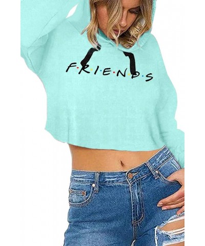 Women's Casual Letters Print Crop Top Loose Pullover Friends Shirt Teen Girl TV Show Hoodie Sweatshit Mint Color $13.49 Hoodi...