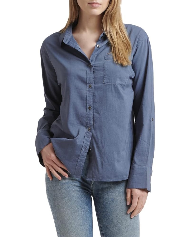 Women's Reese Button-Down Shirt Ash Navy $27.03 Blouses