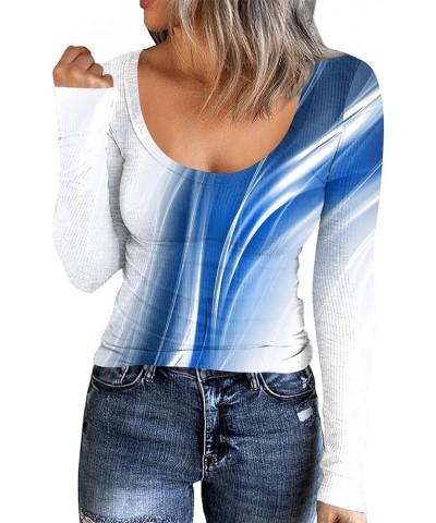 Womens Sweaters Fall Women's Fall Long Sleeve V Neck T Shirts Ribbed Knit Sweater Solid Basic Casual Tee Tops 03-blue $8.89 S...