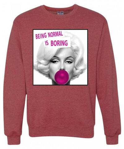 Marilyn Monroe Being Normal is Boring Famous People Unisex Crewneck Graphic Sweatshirt Vintage Heather Red $15.05 Activewear