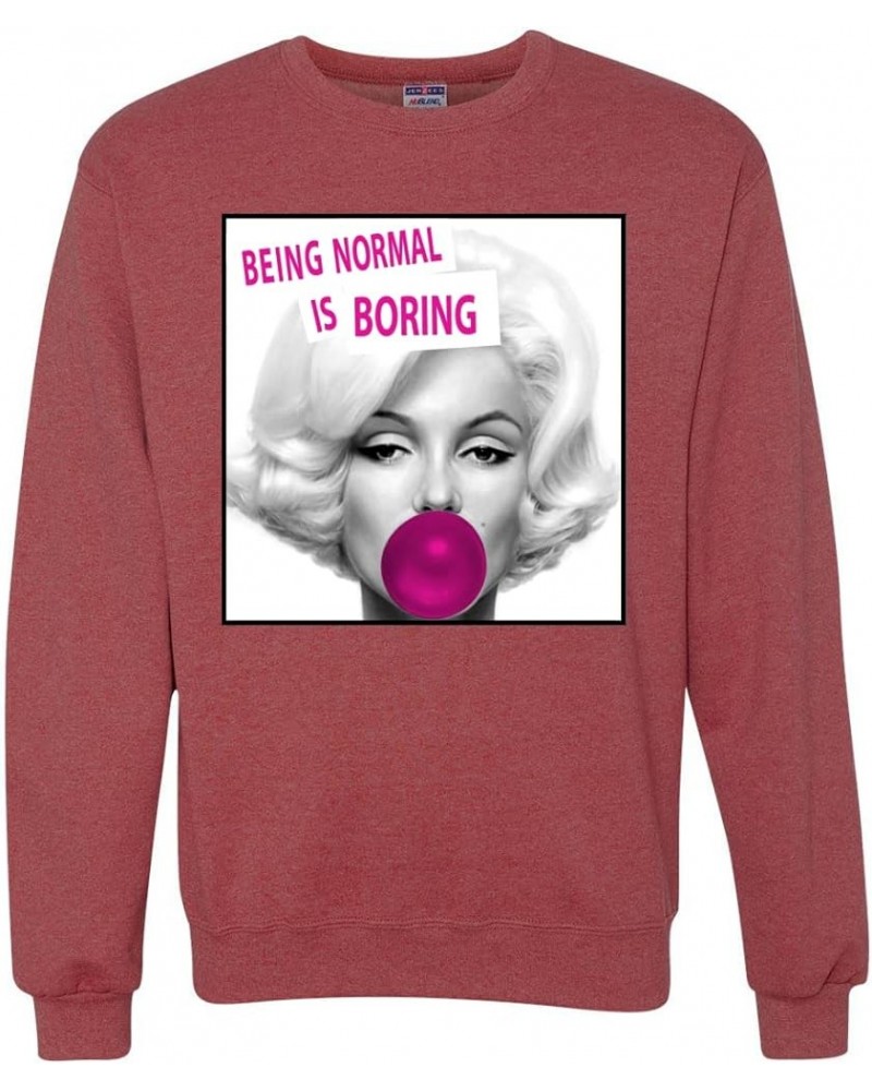 Marilyn Monroe Being Normal is Boring Famous People Unisex Crewneck Graphic Sweatshirt Vintage Heather Red $15.05 Activewear