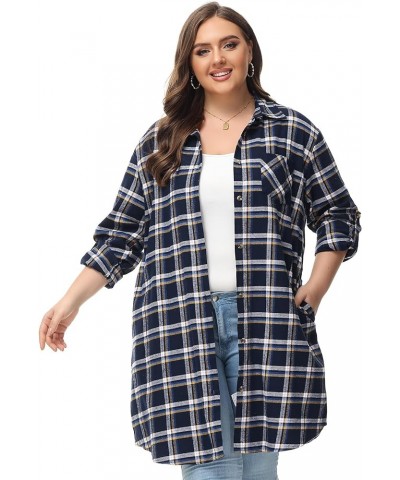 Women's Button Down Long Plaid Flannel Shirt,Plus Size Casual Roll Up Long Sleeve Shirts(S-4X) Plus Size 11616 $15.64 Blouses