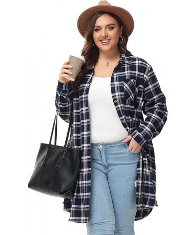 Women's Button Down Long Plaid Flannel Shirt,Plus Size Casual Roll Up Long Sleeve Shirts(S-4X) Plus Size 11616 $15.64 Blouses