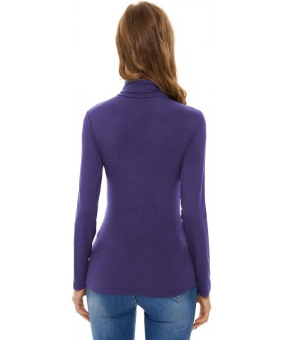 Turtleneck Long Sleeve Active Shirts Base Layer Purple $10.12 Underwear