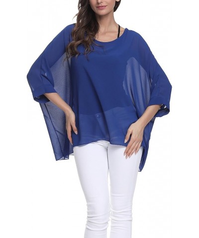 Womens Floral Print Batwing Sleeve Chiffon Poncho Blouse Summer Tunic Tops PB Pb308 $11.19 Tops