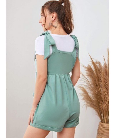 Women's Tie Shoulder Pocket Front Sleeveless Maternity Cami Romper Overall Jumpsuit Mint Green $14.85 Rompers