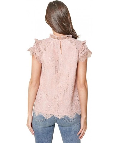 Women's You Complete Me Lace Mock Neck Top Mauve $19.30 Tops