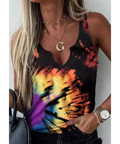 Reverse Tie Dye Rainbow Hollow Out V Neck Short Sleeve Tee Shirt for Women Summer Basic Tops Keyhole Neck Tshirts Blouse Rain...