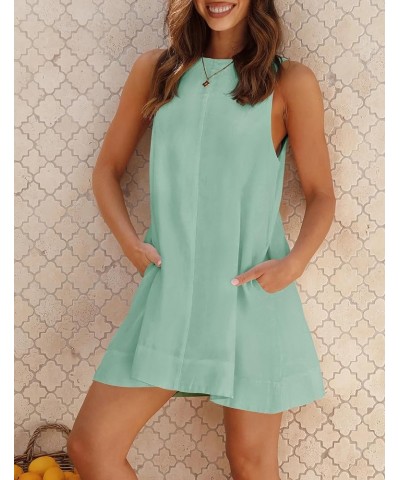 Women's 2024 Summer Sleeveless Tunic Mini Dress Casual Crew Neck Backless Sundress Loose Flowy Short Tank Dresses Sage $15.68...