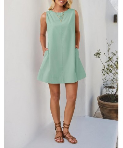 Women's 2024 Summer Sleeveless Tunic Mini Dress Casual Crew Neck Backless Sundress Loose Flowy Short Tank Dresses Sage $15.68...