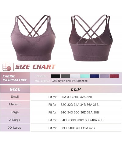 Strappy Women's Sports Bra Cross Back Tops for Running Fitness Removable Padded Workout Yoga Bras 3pack(black+white+purple) $...