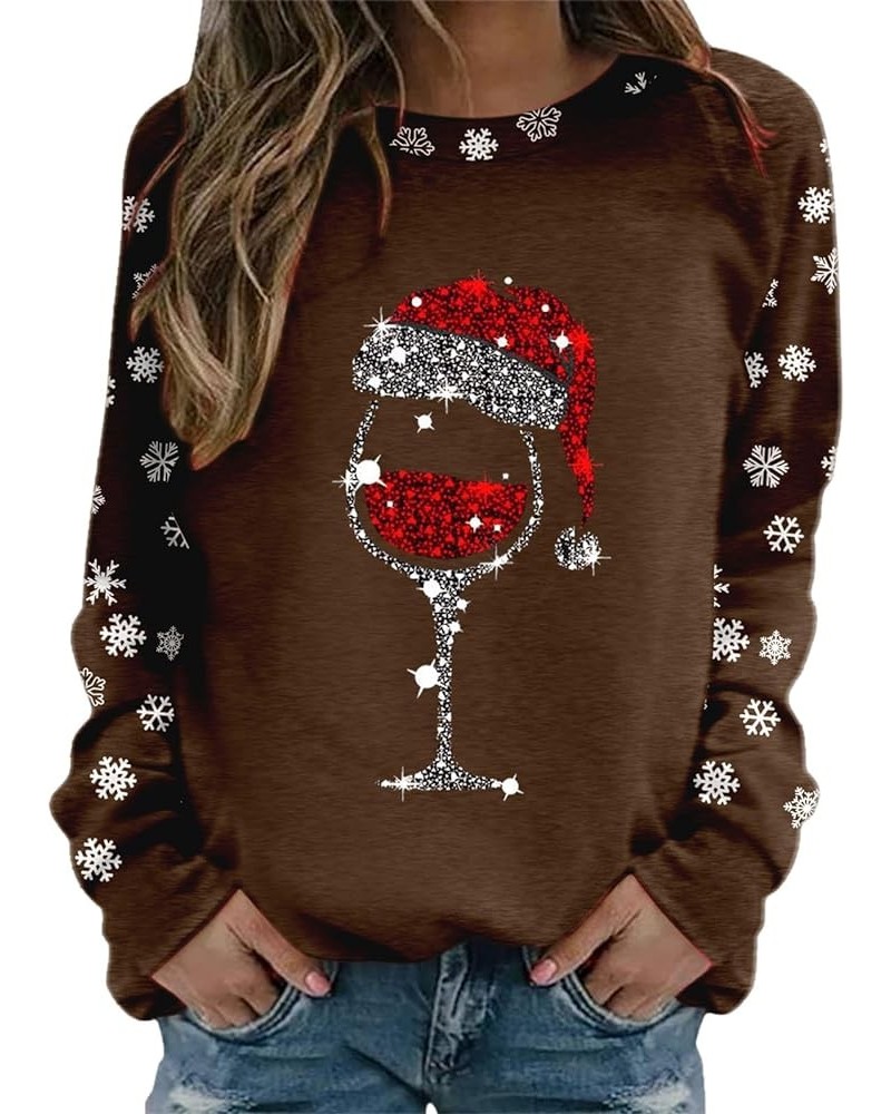 Red Wine Glass Print Crewneck Sweatshirts Casual Round Neck Hoodies Trendy Long Sleeve Thermal Teen Girls Y2k Winter Clothes ...