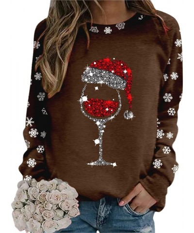 Red Wine Glass Print Crewneck Sweatshirts Casual Round Neck Hoodies Trendy Long Sleeve Thermal Teen Girls Y2k Winter Clothes ...