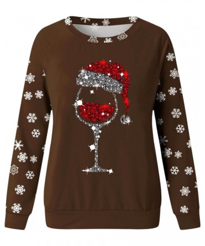 Red Wine Glass Print Crewneck Sweatshirts Casual Round Neck Hoodies Trendy Long Sleeve Thermal Teen Girls Y2k Winter Clothes ...