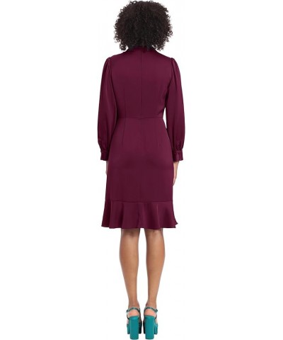 Women's High Neck Heavy Charmeuse Dress Workwear Office Event Party Holiday Guest of Dark Purple $29.40 Dresses