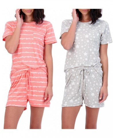 4 Piece: Women's Short Sleeve Top with Shorts Pajama Set – Ultra-Soft Lounge & Sleepwear (Available In Plus) Plus Size Set 5 ...